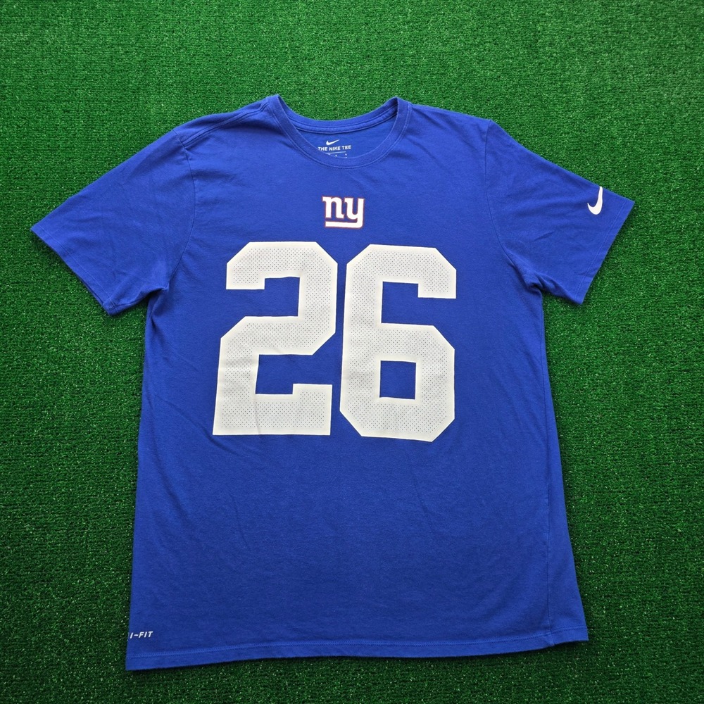 New York Giants Saquon Barkley Tshirt Mens Large NFL Football #26 Nike Dri Fit
